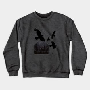 Sacred Gothic Text Gravestone With Crows and Ravens Crewneck Sweatshirt